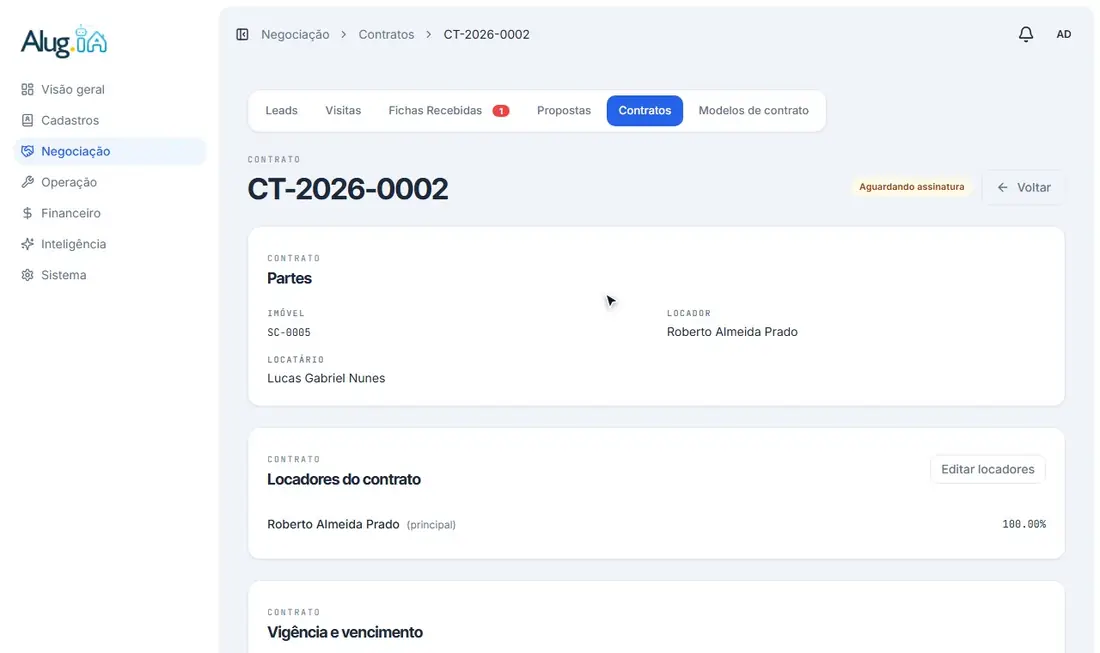 Botões Atualizar, Cancelar e Reenviar