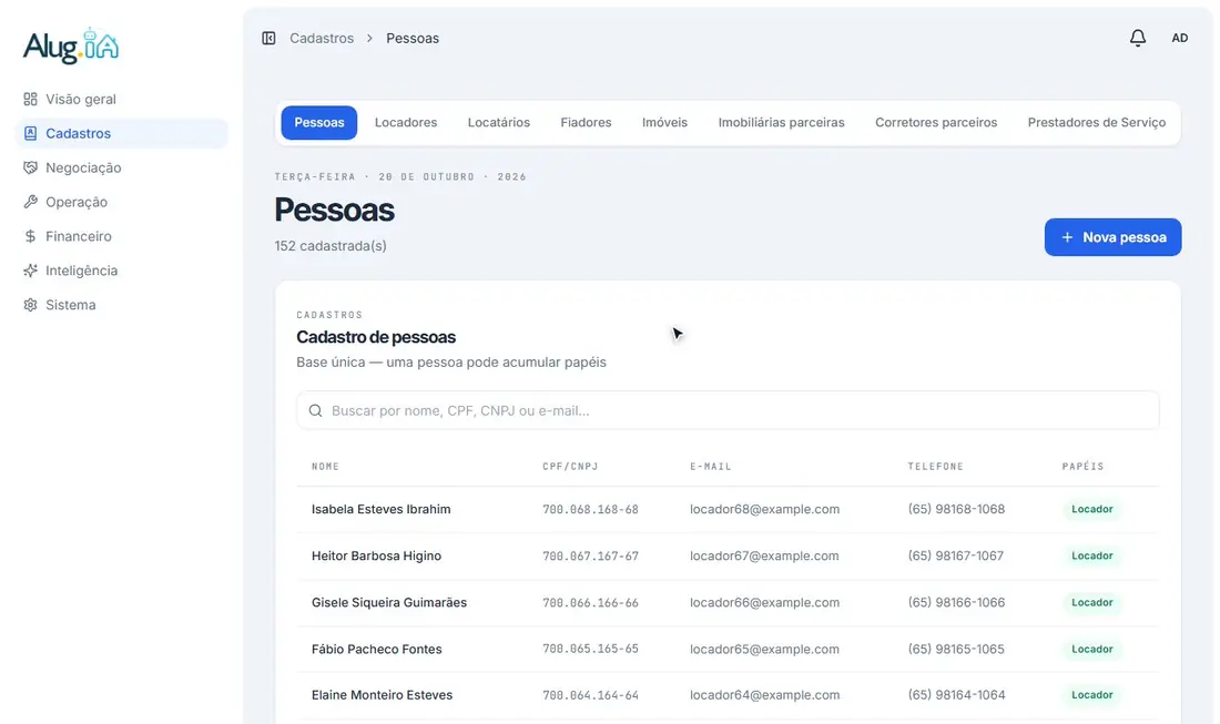 Preenchendo nome, CPF, contato e renda de uma pessoa física