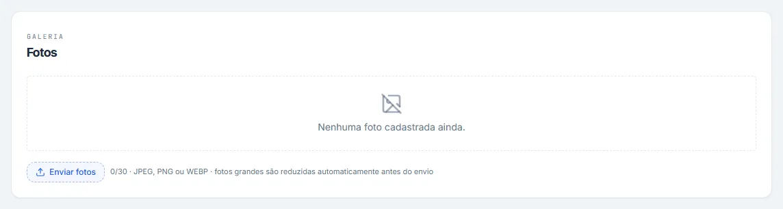 Bloco Fotos da edição do imóvel, ainda sem fotos