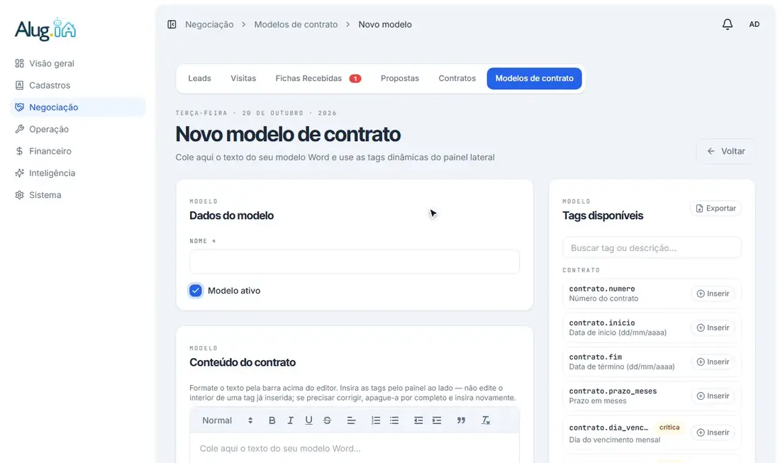 Buscando tags no painel do editor