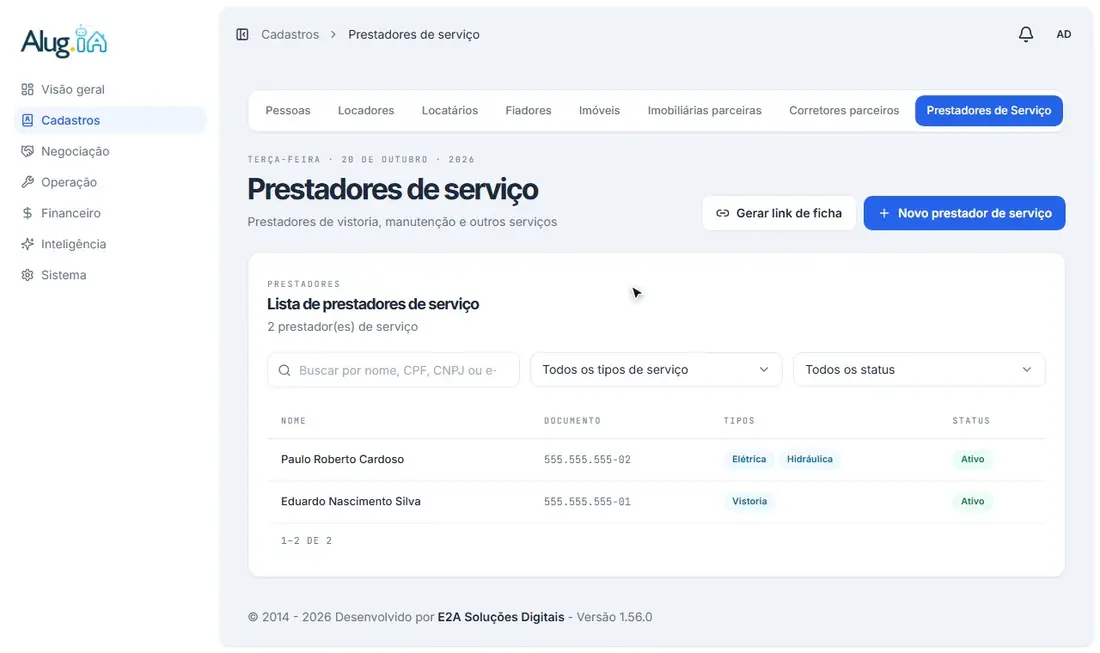 Marcando o tipo Vistoria e informando o método e o valor de cobrança